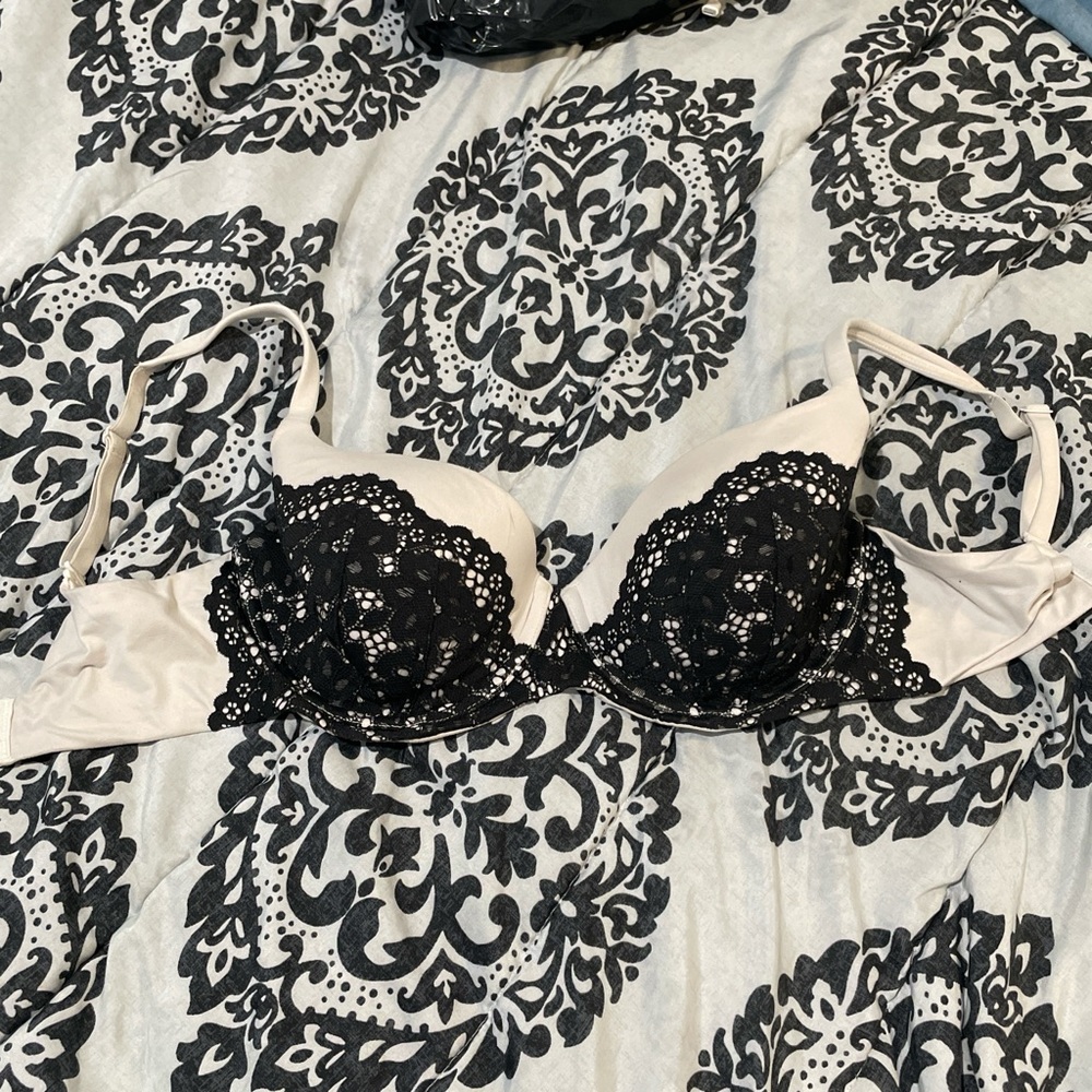 Victoria's Secret Black and White Floral Lace Top
